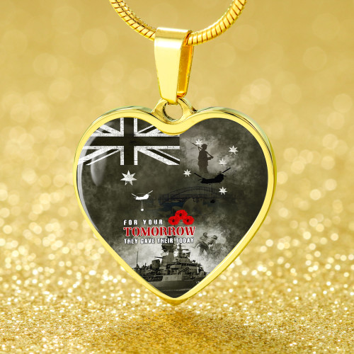 Australia Heart Necklace Anzac Day Lest We Forget For Your Tomorrow They Gave Their Today