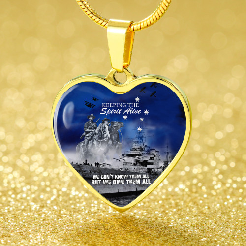 Australia Heart Necklace Anzac Day Remember All The Battles Fought Blue