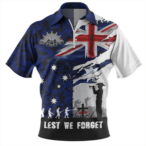 Australia Zip Polo Shirt Remembrance Day Lest We Forget Australian Military Tribute Australia Zip Polo Shirt Remembrance Day Lest We Forget Australian Military Tribute