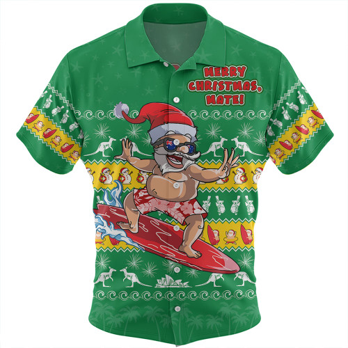 Australia Hawaiian Shirt Merry Christmas Mate Surf's Up Santa Australia Hawaiian Shirt Merry Christmas Mate Surf's Up Santa