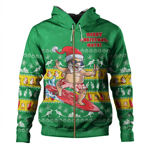 Australia Hoodie Merry Christmas Mate Surf's Up Santa Australia Hoodie Merry Christmas Mate Surf's Up Santa