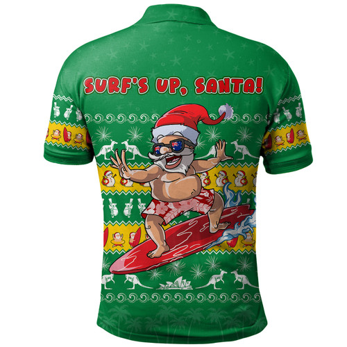 Australia Polo Shirt Merry Christmas Mate Surf's Up Santa Australia Polo Shirt Merry Christmas Mate Surf's Up Santa