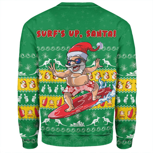 Australia Sweatshirt Merry Christmas Mate Surf's Up Santa Australia Sweatshirt Merry Christmas Mate Surf's Up Santa