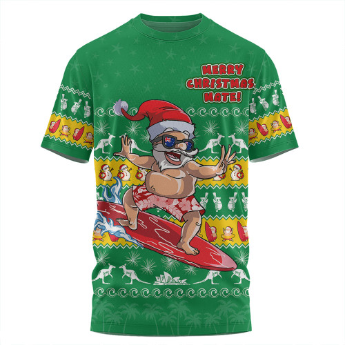 Australia T-Shirt Merry Christmas Mate Surf's Up Santa Australia T-Shirt Merry Christmas Mate Surf's Up Santa
