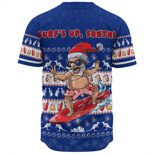 Australia Baseball Shirt Merry Christmas Mate Surf's Up Santa Australia Baseball Shirt Merry Christmas Mate Surf's Up Santa