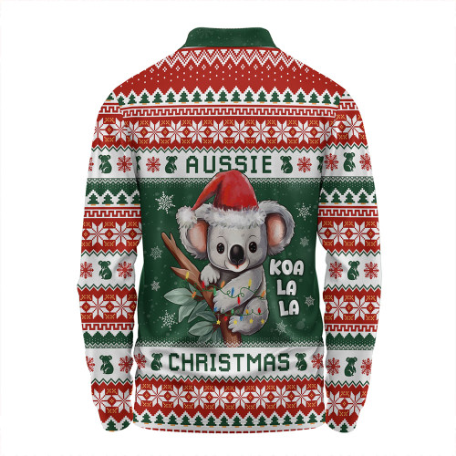 Australia Long Sleeve Polo Shirt Merry Christmas Spirit Koala Edition Australia Long Sleeve Polo Shirt Merry Christmas Spirit Koala Edition