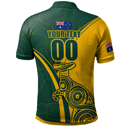 Australia Wallabies Polo Shirt Custom Australian Kangaroo & Patterns Dot Art Painting