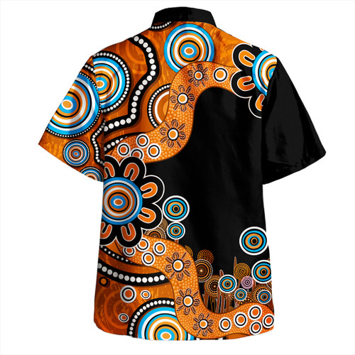 Australia Hawaiian Shirt Aboriginal Indigenous Dot Painting Orange