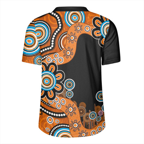 Australia Rugby Jersey Aboriginal Indigenous Dot Painting Orange