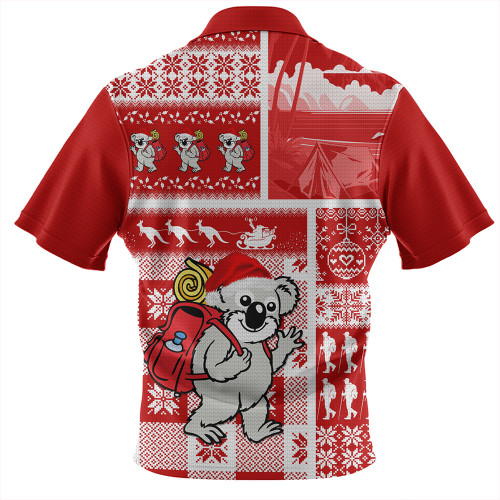 Australia Zip Polo Shirt Koala Wonderland Christmas Australia Zip Polo Shirt Koala Wonderland Christmas