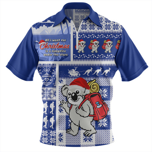 Australia Zip Polo Shirt Koala Wonderland Christmas Australia Zip Polo Shirt Koala Wonderland Christmas