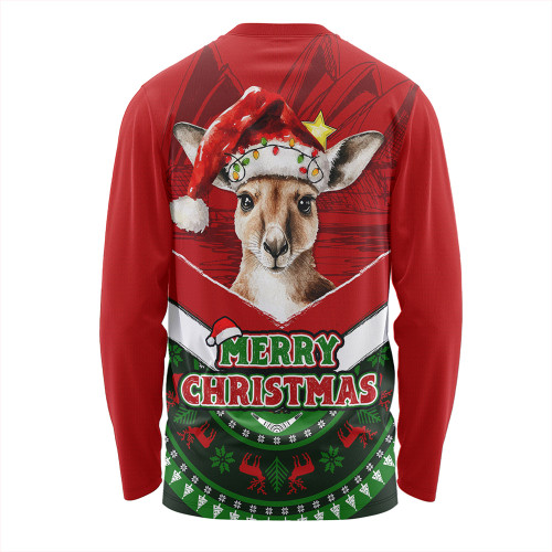 Australia Long Sleeve T-shirt Holiday Kangaroo Merry Christmas Australia Long Sleeve T-shirt Holiday Kangaroo Merry Christmas