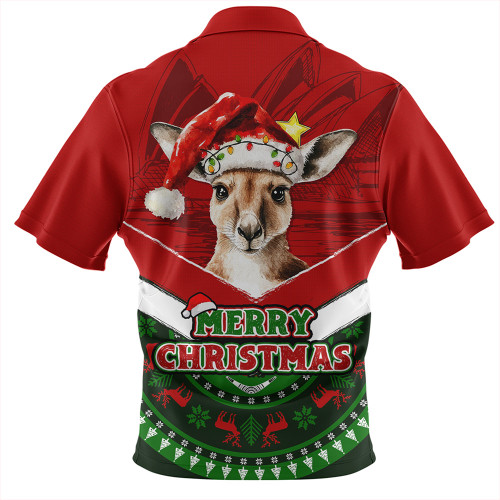 Australia Zip Polo Shirt Holiday Kangaroo Merry Christmas Australia Zip Polo Shirt Holiday Kangaroo Merry Christmas