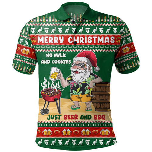 Australia Polo Shirt Merry Christmas, Grilling Santa With Barbecue And Beer Australia Polo Shirt Merry Christmas, Grilling Santa With Barbecue And Beer