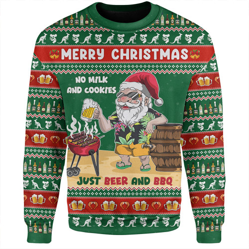 Australia Sweatshirt Merry Christmas, Grilling Santa With Barbecue And Beer Australia Sweatshirt Merry Christmas, Grilling Santa With Barbecue And Beer