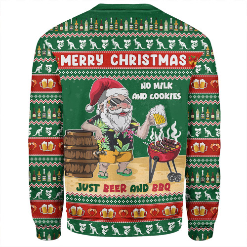 Australia Sweatshirt Merry Christmas, Grilling Santa With Barbecue And Beer Australia Sweatshirt Merry Christmas, Grilling Santa With Barbecue And Beer