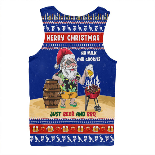 Australia Men Singlet Merry Christmas, Grilling Santa With Barbecue And Beer Australia Men Singlet Merry Christmas, Grilling Santa With Barbecue And Beer