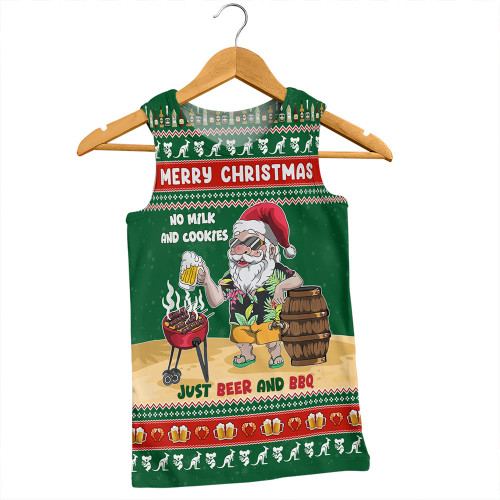 Australia Men Singlet Merry Christmas, Grilling Santa With Barbecue And Beer Australia Men Singlet Merry Christmas, Grilling Santa With Barbecue And Beer