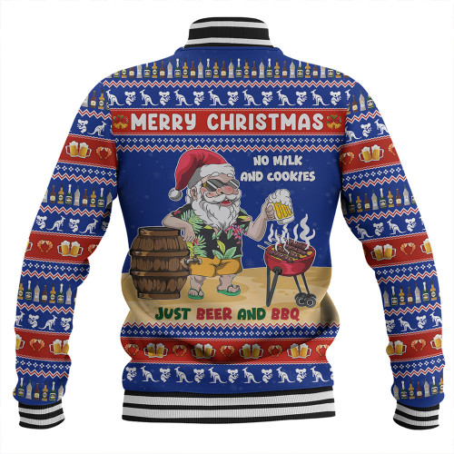 Australia Baseball Jacket Merry Christmas, Grilling Santa With Barbecue And Beer Australia Baseball Jacket Merry Christmas, Grilling Santa With Barbecue And Beer