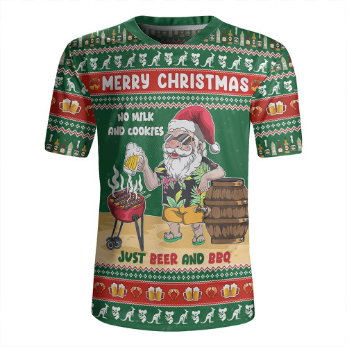 Australia Rugby Jersey Merry Christmas, Grilling Santa With Barbecue And Beer Australia Rugby Jersey Merry Christmas, Grilling Santa With Barbecue And Beer
