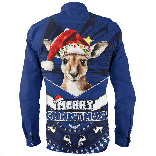 Australia Long Sleeve Shirt Holiday Kangaroo Merry Christmas Blue