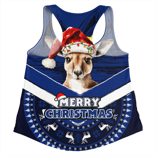Australia Women Racerback Singlet Holiday Kangaroo Merry Christmas Blue Australia Women Racerback Singlet Holiday Kangaroo Merry Christmas Blue