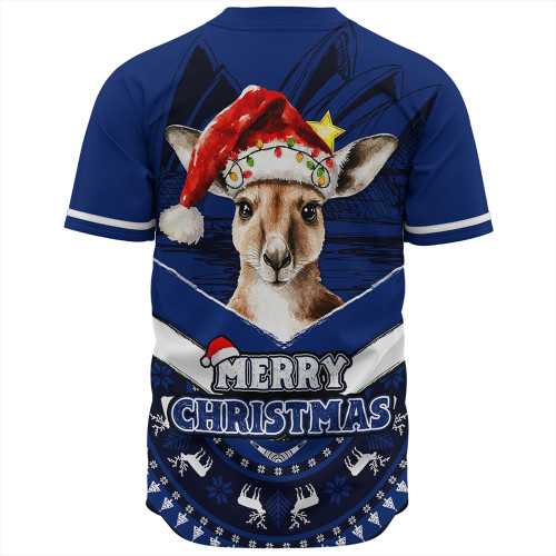 Australia Baseball Shirt Holiday Kangaroo Merry Christmas Blue Australia Baseball Shirt Holiday Kangaroo Merry Christmas Blue
