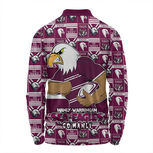 Manly Warringah Sea Eagles Long Sleeve Polo Shirt Champion’s Pride Comic Style