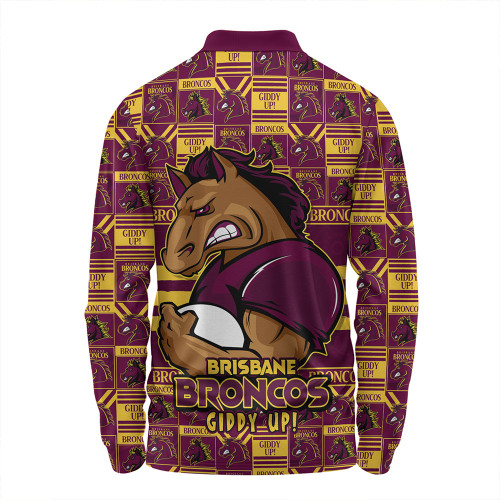 Brisbane Broncos Long Sleeve Polo Shirt Champion’s Pride Comic Style