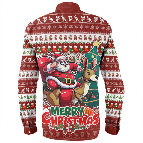 Australia Long Sleeve Shirt Merry Christmas, Santa Claus Riding A Kangaroo Australia Long Sleeve Shirt Merry Christmas, Santa Claus Riding A Kangaroo