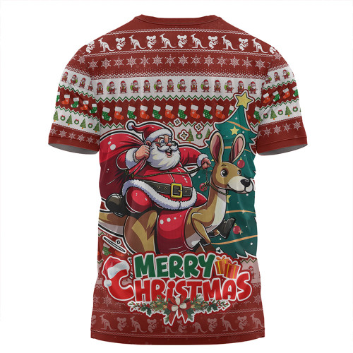 Australia T-Shirt Merry Christmas, Santa Claus Riding A Kangaroo Australia T-Shirt Merry Christmas, Santa Claus Riding A Kangaroo