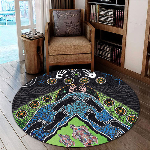 Australia Round Rug Turtle’s Journey Through Dreamtime