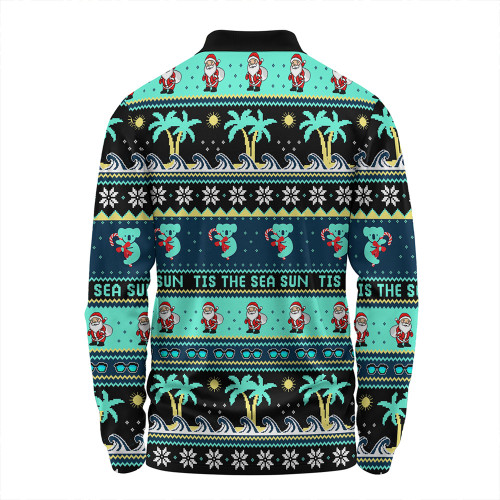 Australia Long Sleeve Polo Shirt Sunny Christmas By The Sea