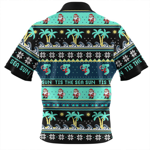 Australia Zip Polo Shirt Sunny Christmas By The Sea Australia Zip Polo Shirt Sunny Christmas By The Sea
