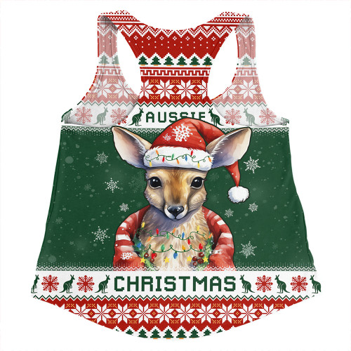 Australia Women Racerback Singlet Merry Christmas Spirit Kangaroo Edition Australia Women Racerback Singlet Merry Christmas Spirit Kangaroo Edition