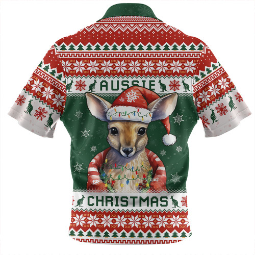 Australia Zip Polo Shirt Merry Christmas Spirit Kangaroo Edition Australia Zip Polo Shirt Merry Christmas Spirit Kangaroo Edition