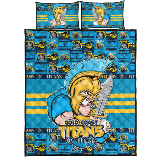 Gold Coast Titans Quilt Bed Set Champion’s Pride Comic Style
