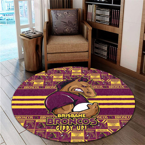 Brisbane Broncos Round Rug Champion’s Pride Comic Style