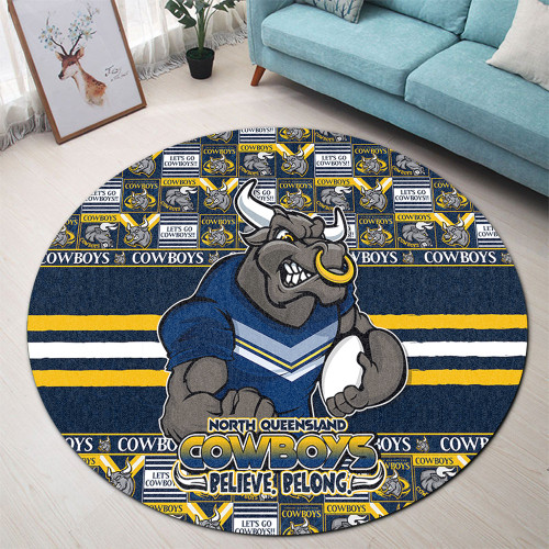 North Queensland Cowboys Round Rug Champion’s Pride Comic Style