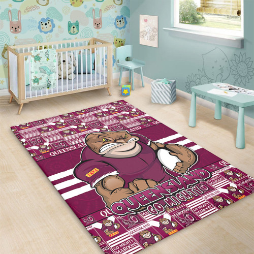 Queensland Maroons Area Rug Champion’s Pride Comic Style