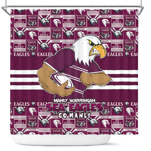 Manly Warringah Sea Eagles Shower Curtain Champion’s Pride Comic Style