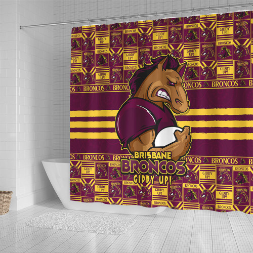 Brisbane Broncos Shower Curtain Champion’s Pride Comic Style