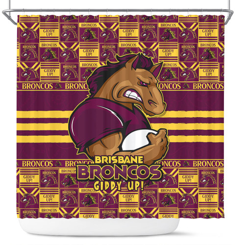 Brisbane Broncos Shower Curtain Champion’s Pride Comic Style