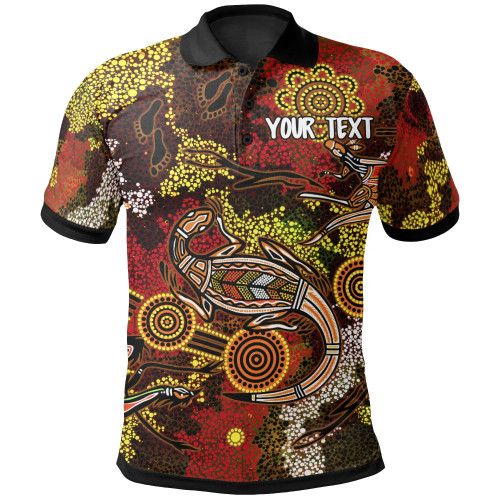 [Custom] Australia Aboriginal Polo Shirt - Kangaroo and Lizard Dot Painting Art