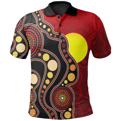 Australia Aboriginal T-Shirt - Aboriginal Flag Lizard Dot Painting Style