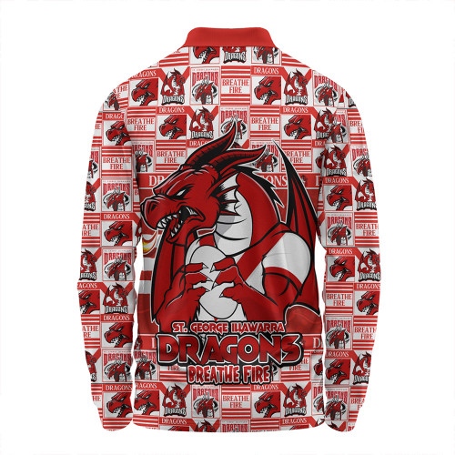 St. George Illawarra Dragons Long Sleeve Polo Shirt Champion’s Pride Comic Style