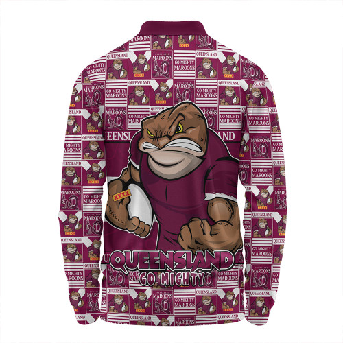 Queensland Maroons Long Sleeve Polo Shirt Champion’s Pride Comic Style