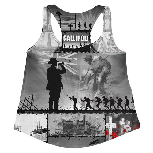 Australia Women Racerback Singlet Anzac Day Honoring Gallipoli Heroes Memorial