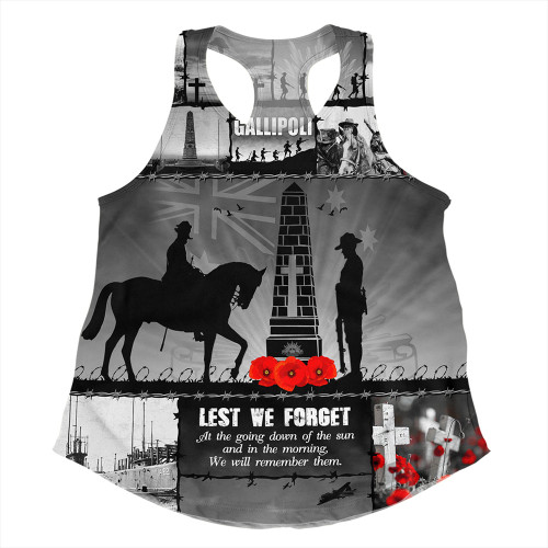 Australia Women Racerback Singlet Anzac Day Honoring Gallipoli Heroes Memorial