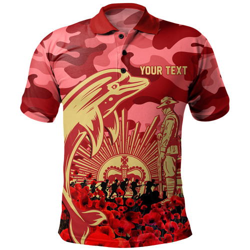 Redcliffe Dolphins Polo Shirt Dolphins Anzac Day Lest We Forget